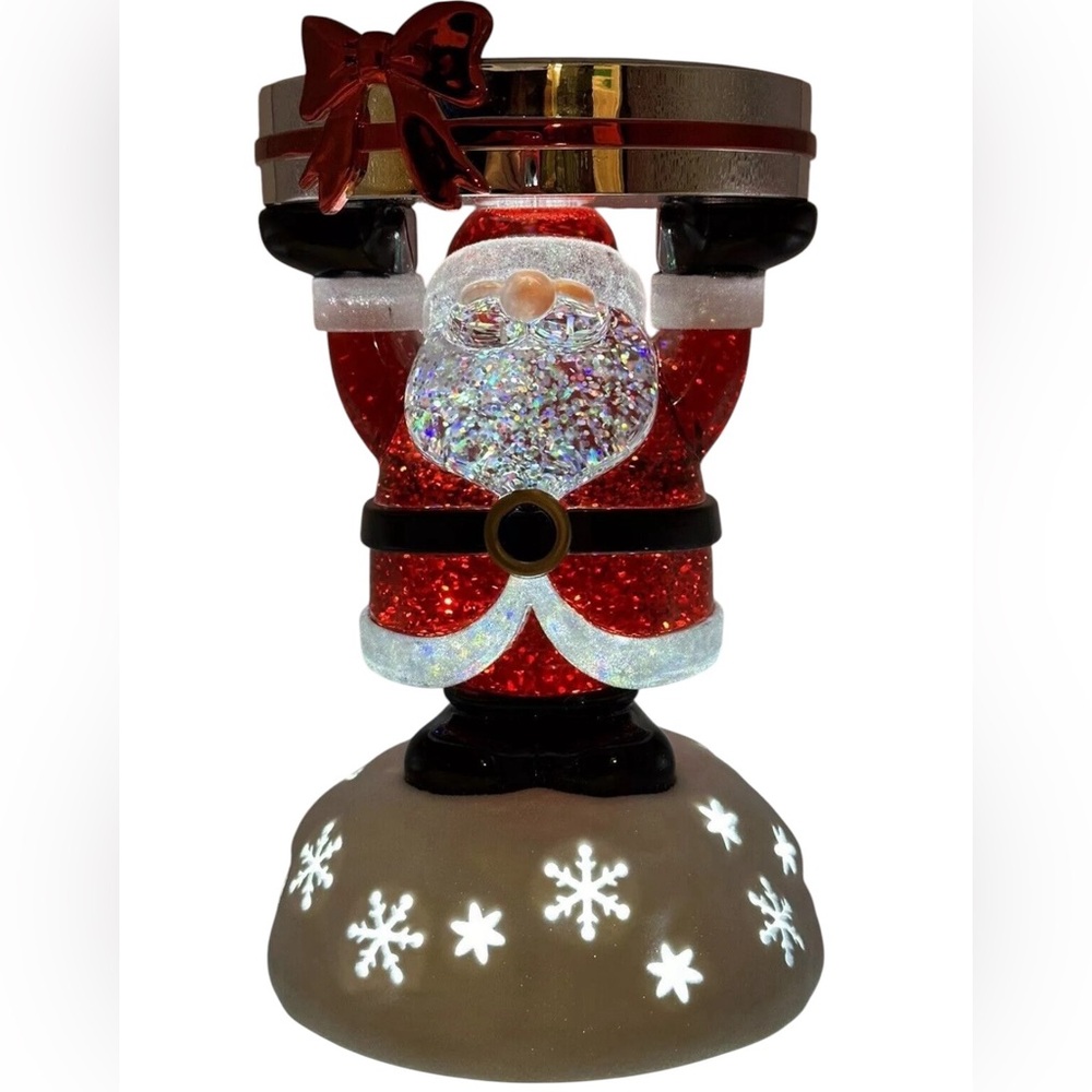 NWT Bath & Body Works Santa Water Globe 3 Wick Light Up Candle Holder Pedestal